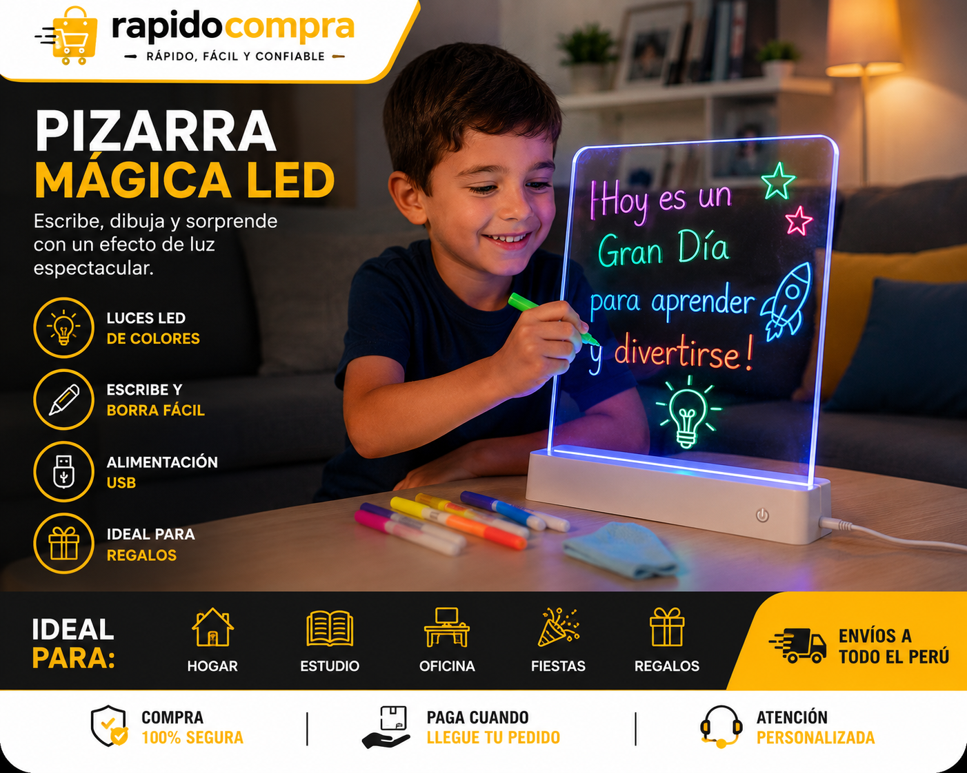 🌈 PIZARRA MÁGICA LED