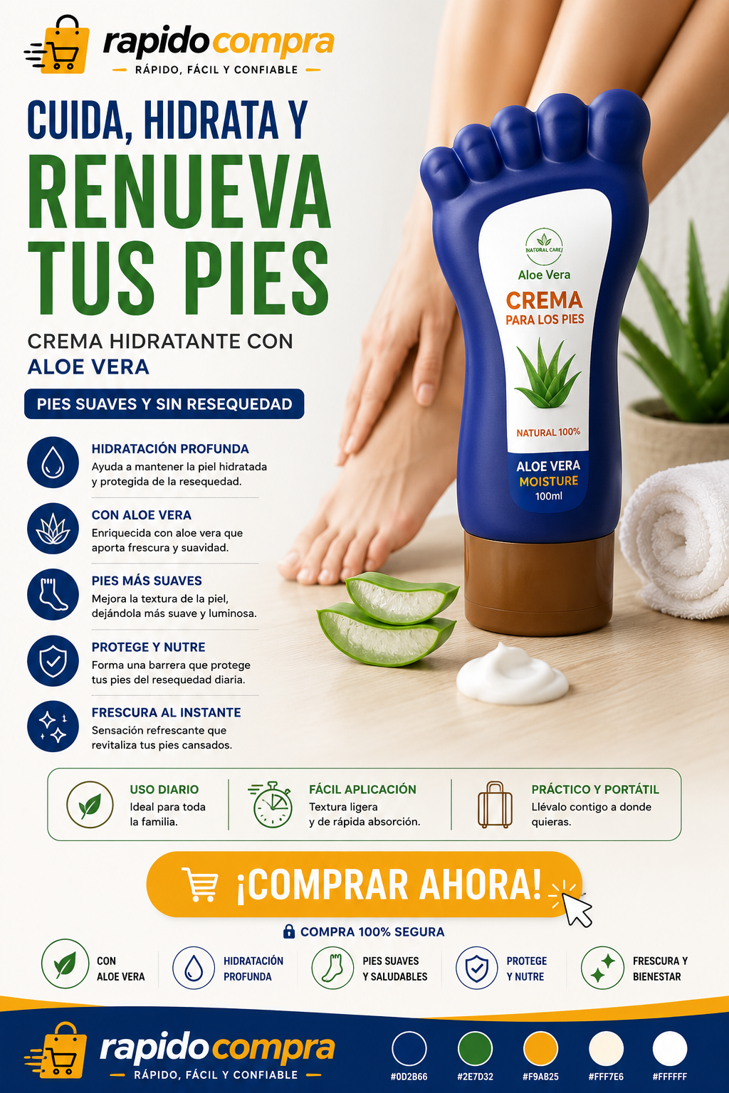 🦶 Crema Hidratante para Pies con Aloe Vera