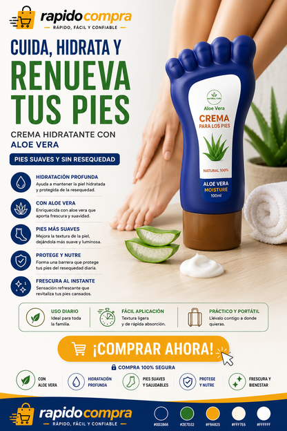 🦶 Crema Hidratante para Pies con Aloe Vera
