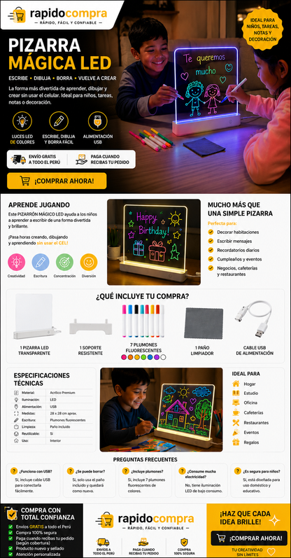 🌈 PIZARRA MÁGICA LED