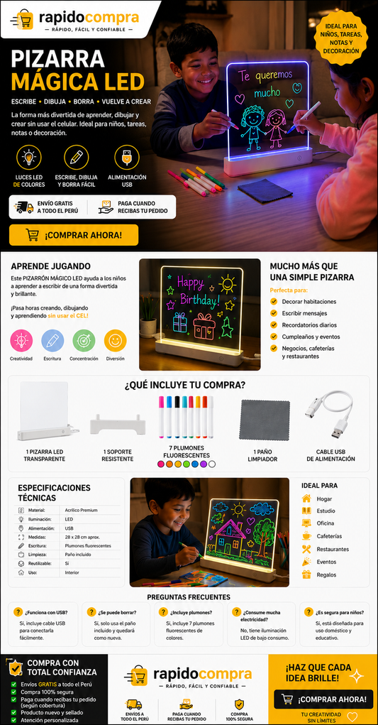 🌈 PIZARRA MÁGICA LED