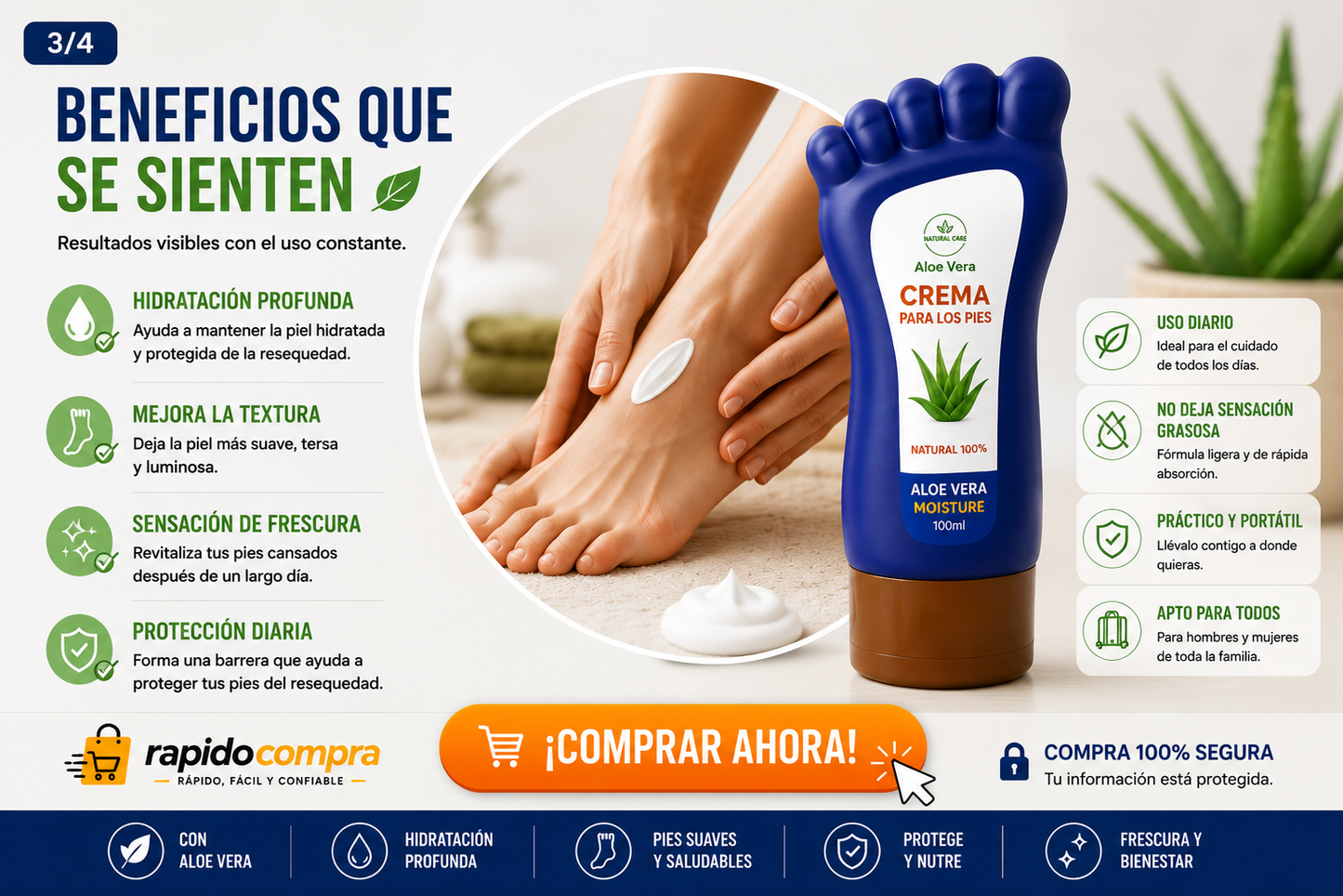 🦶 Crema Hidratante para Pies con Aloe Vera