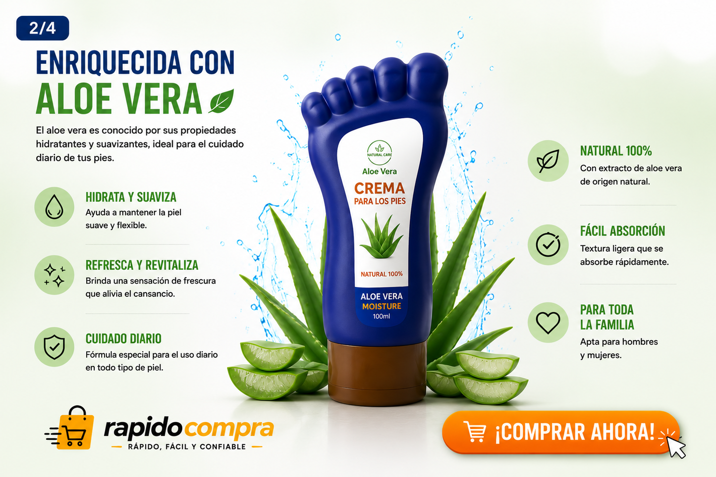 🦶 Crema Hidratante para Pies con Aloe Vera