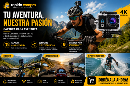 📷 Cámara de Acción 4K Ultra HD con Wi-Fi